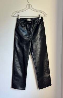 Aritzia Pants Womens Wilfred Melina Faux Leather Straight Cropped Leg Sz 2